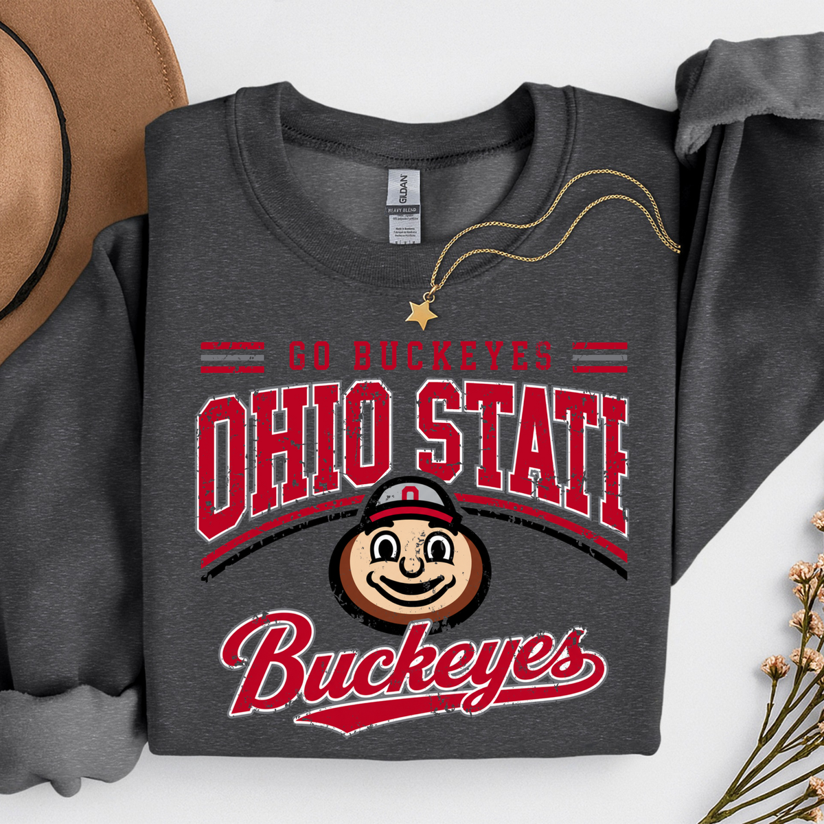 Ohio State Buckeyes Dark Heather Crewneck