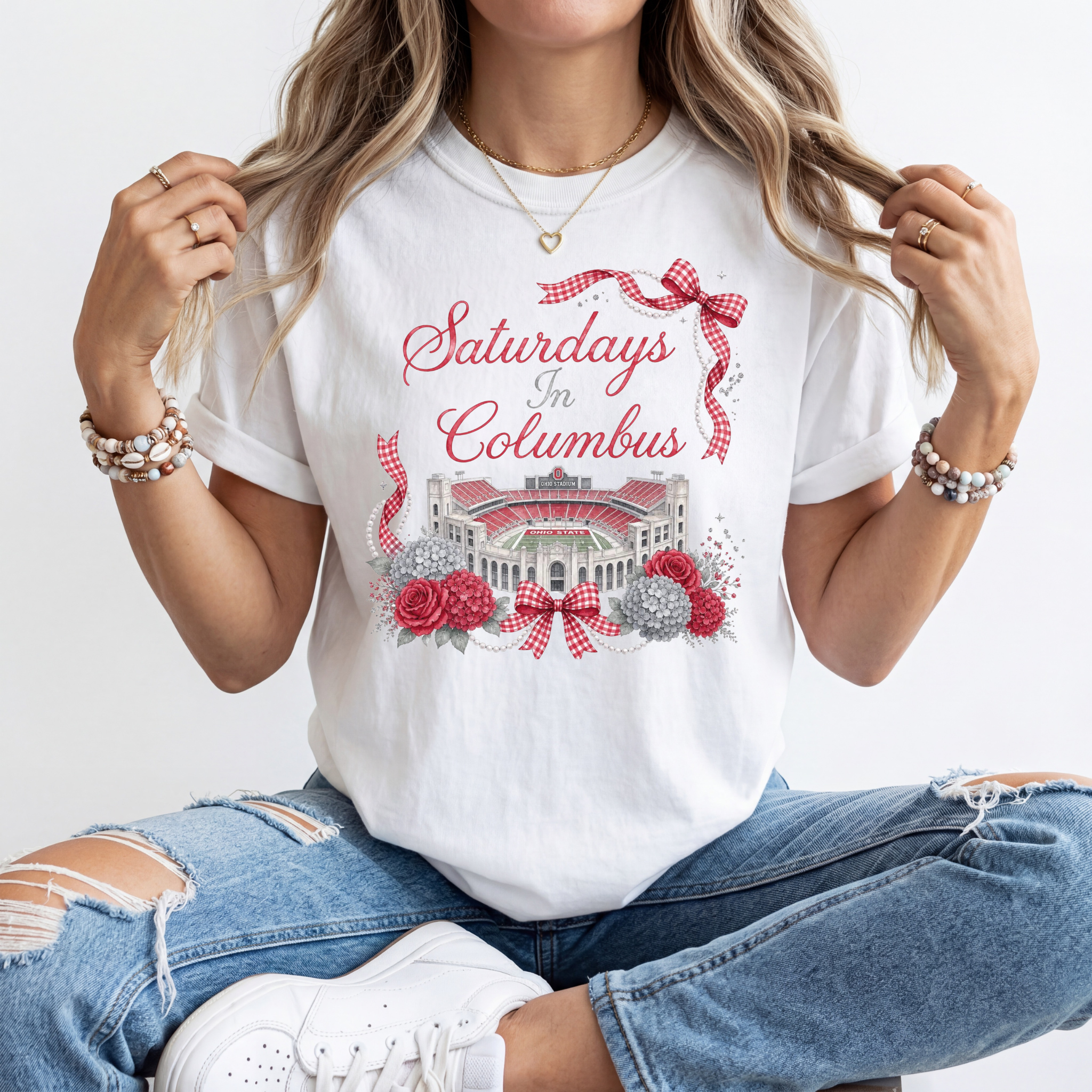 Saturdays In Columbus White Tee